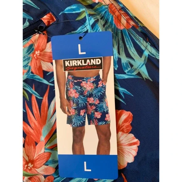 NWT Kirkland Swim Trunks Men's Size Large Tropical Shorts - Picture 4 of 7
